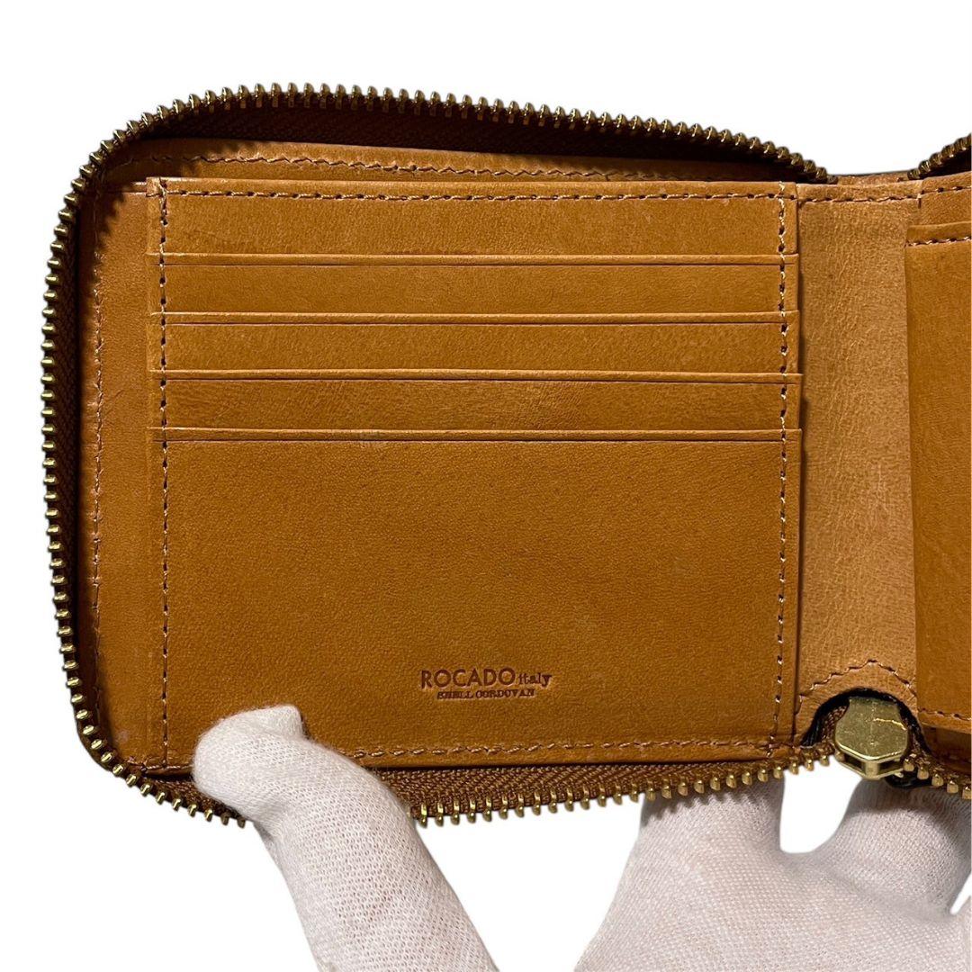 【新品】ROCADO ロカド シェルコードバン 二つ折り財布 馬革 ブラウン