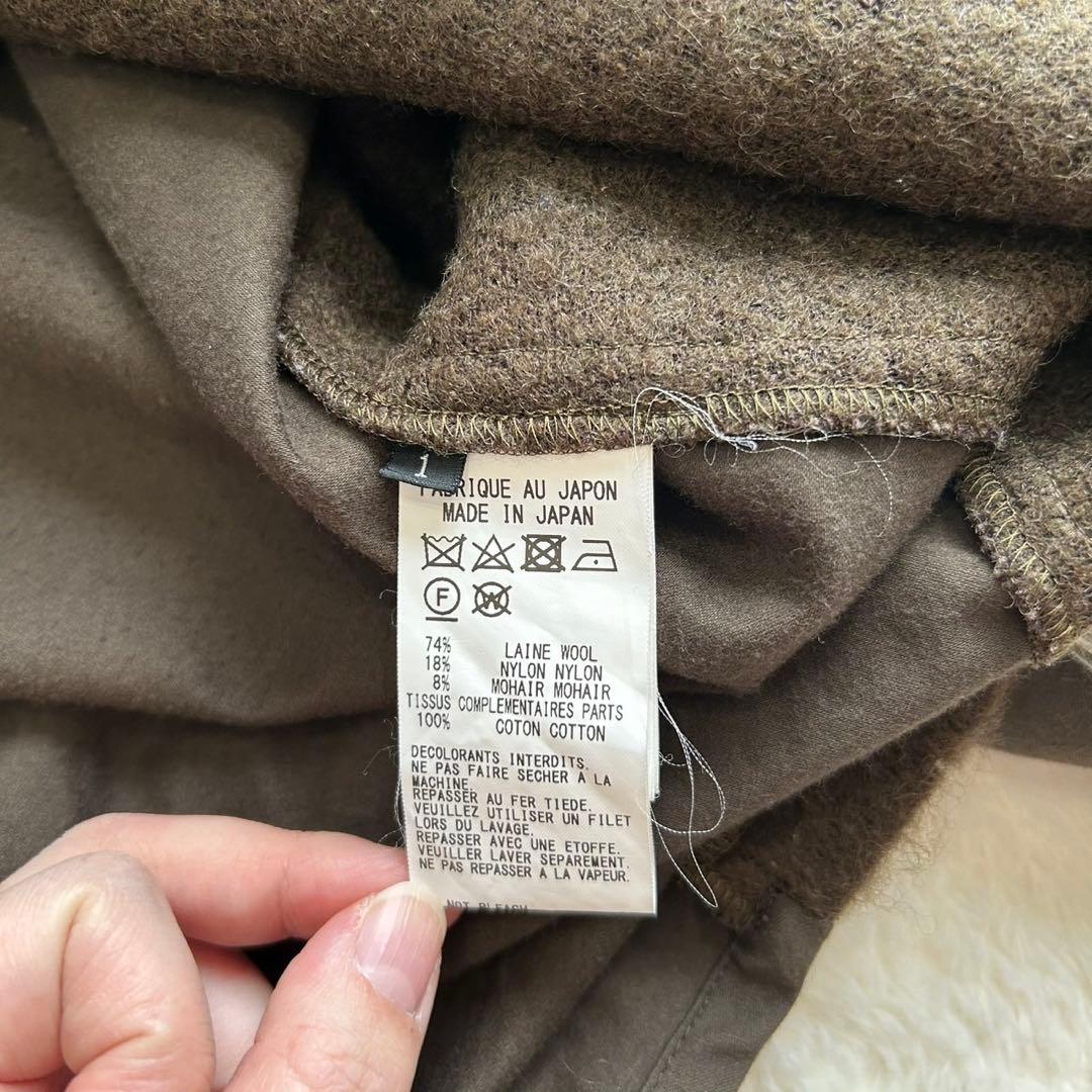【美品】Y’s ワイズ　異素材　ウール モヘアワンピース　変形　カーキ