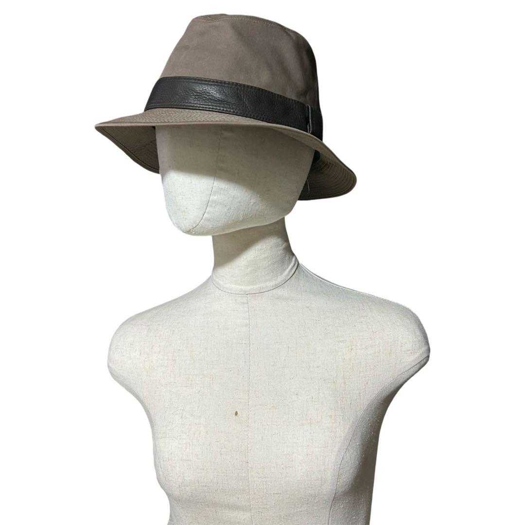 HERMES ハット 帽子 リボン レザー