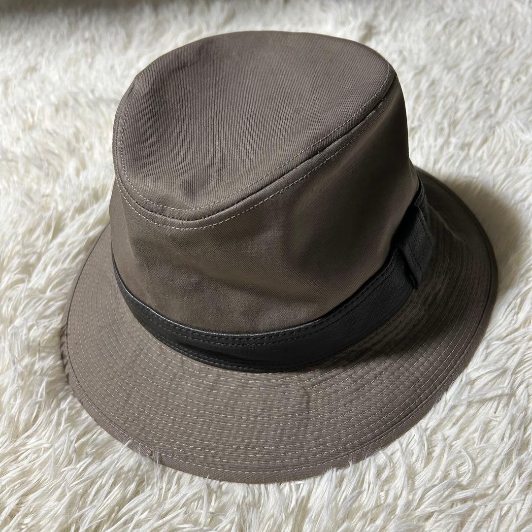HERMES ハット 帽子 リボン レザー