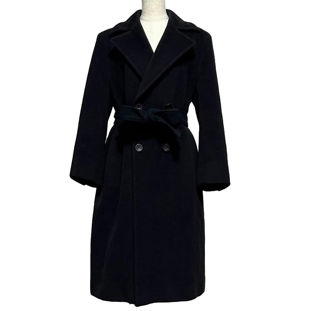 マックスマーラ　ダブル　チェスター　カシミア混ロングコート　ブラック40L