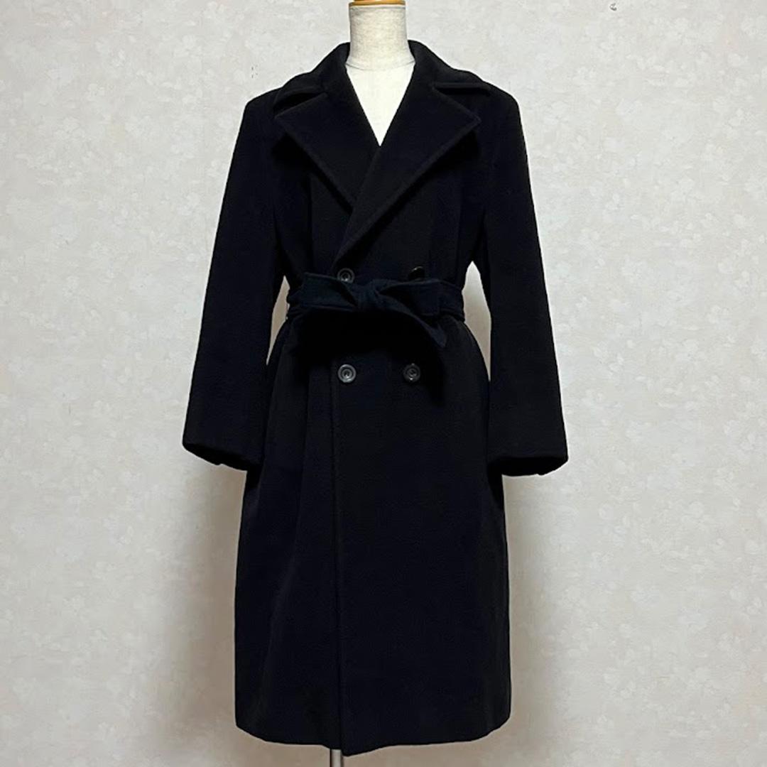 マックスマーラ　ダブル　チェスター　カシミア混ロングコート　ブラック40L