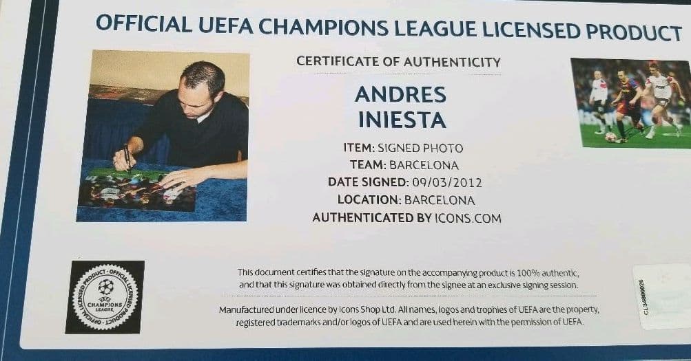ICONS　イニエスタ　アンドレス・イニエスタ　サイン　直筆サイン　フォトグラフ