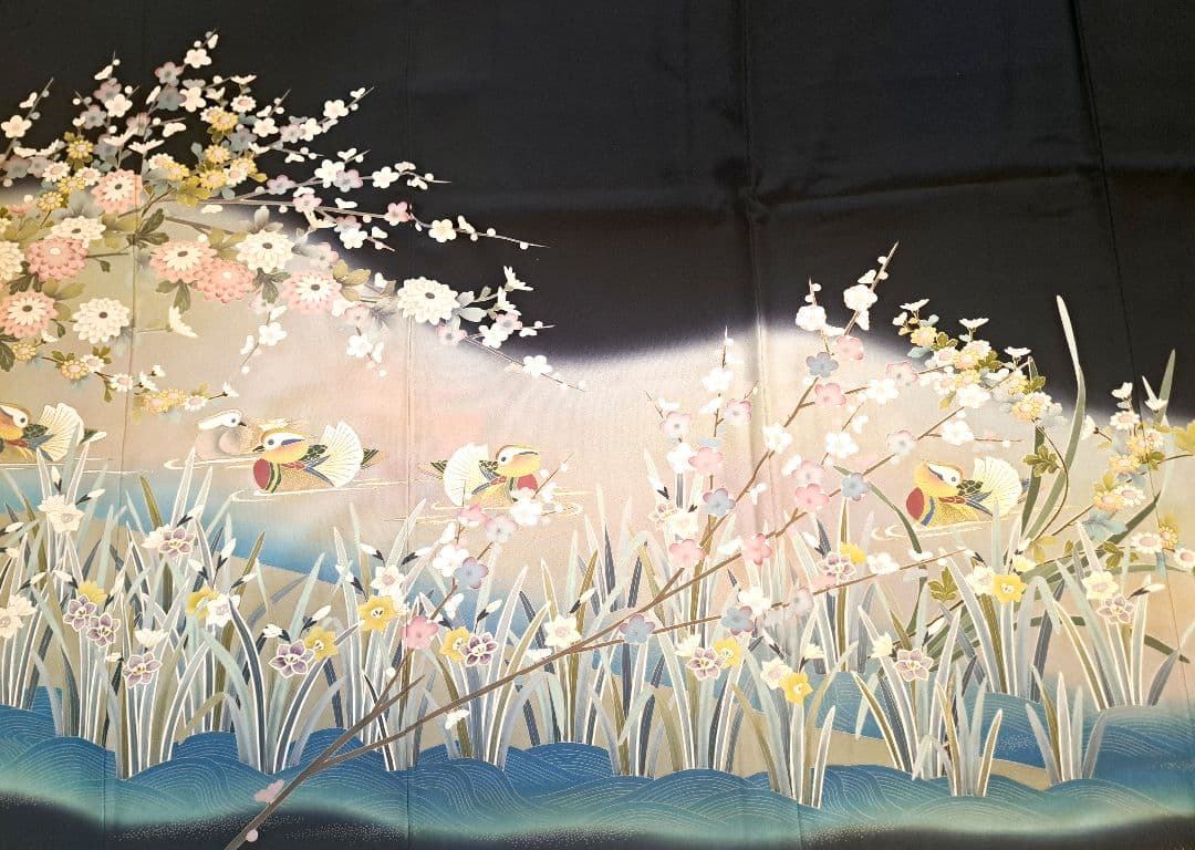 美品❇️本加賀友禅作家物　暈し染め　比翼仕立て５つ紋　フルセット