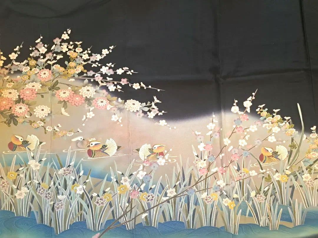 美品❇️本加賀友禅作家物　暈し染め　比翼仕立て５つ紋　フルセット
