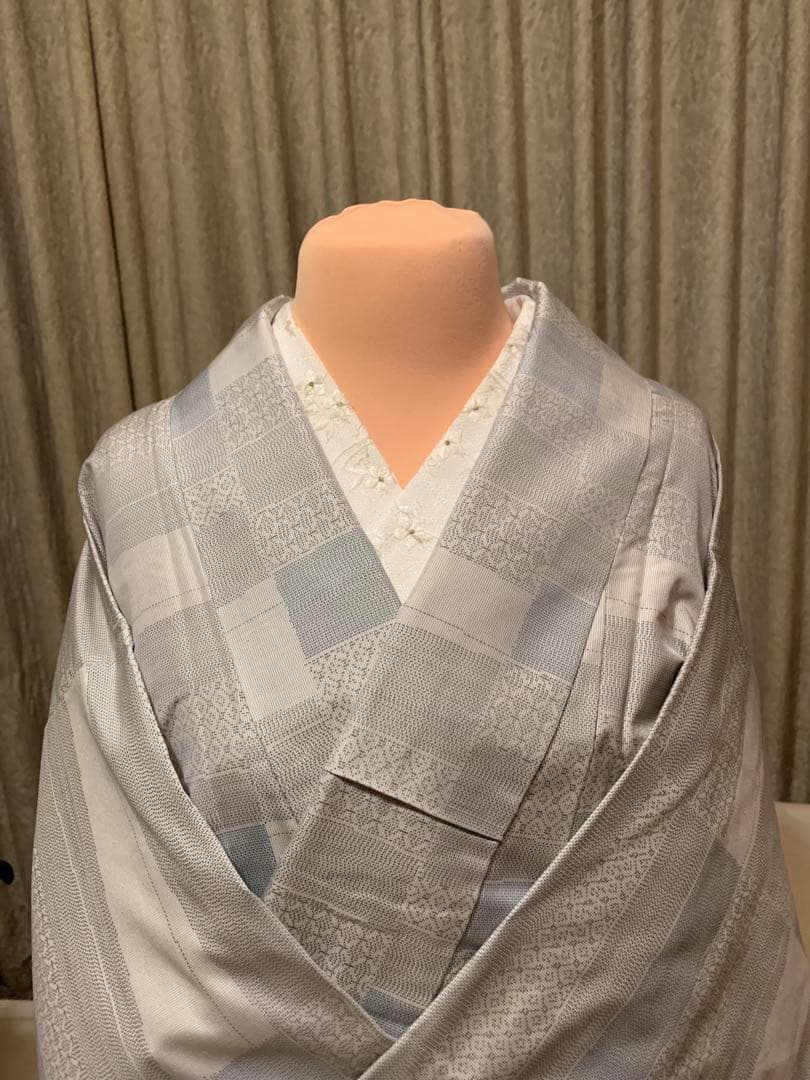 193 本場白大島紬（青灰色）　しつけ有り 　ちいまま