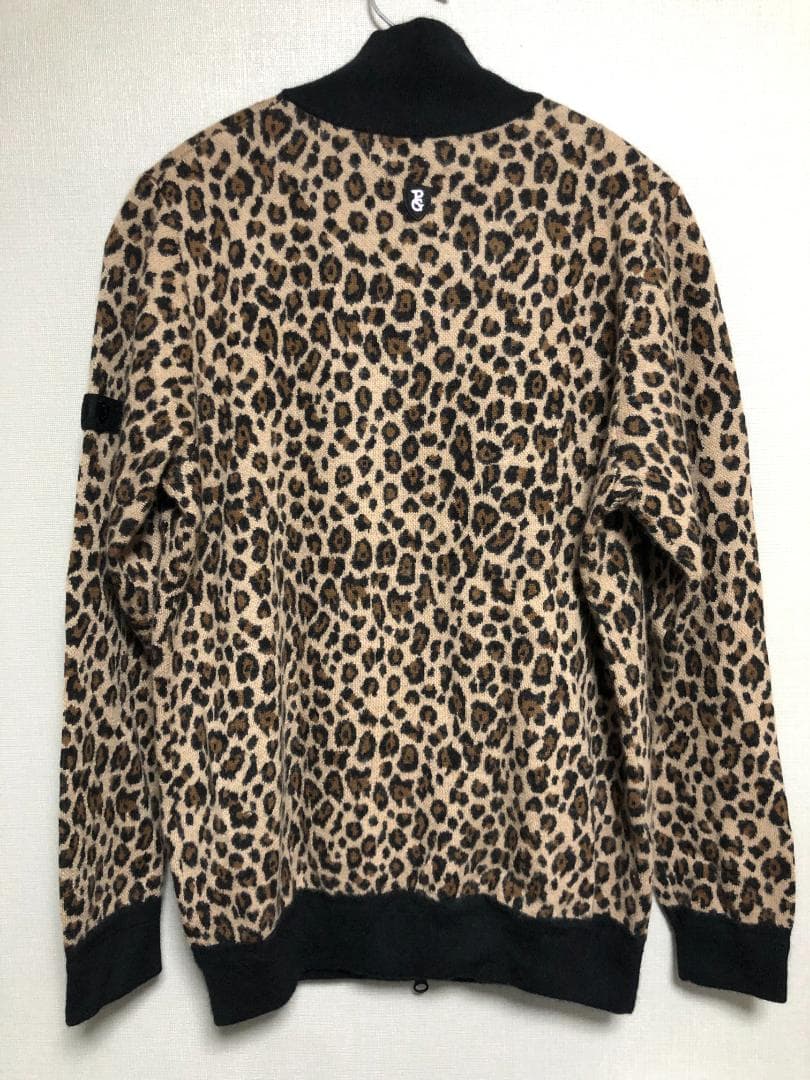 未使用 カシミヤ フルジップアップ ニットブルゾン 4 M ヒョウ柄 レオパード