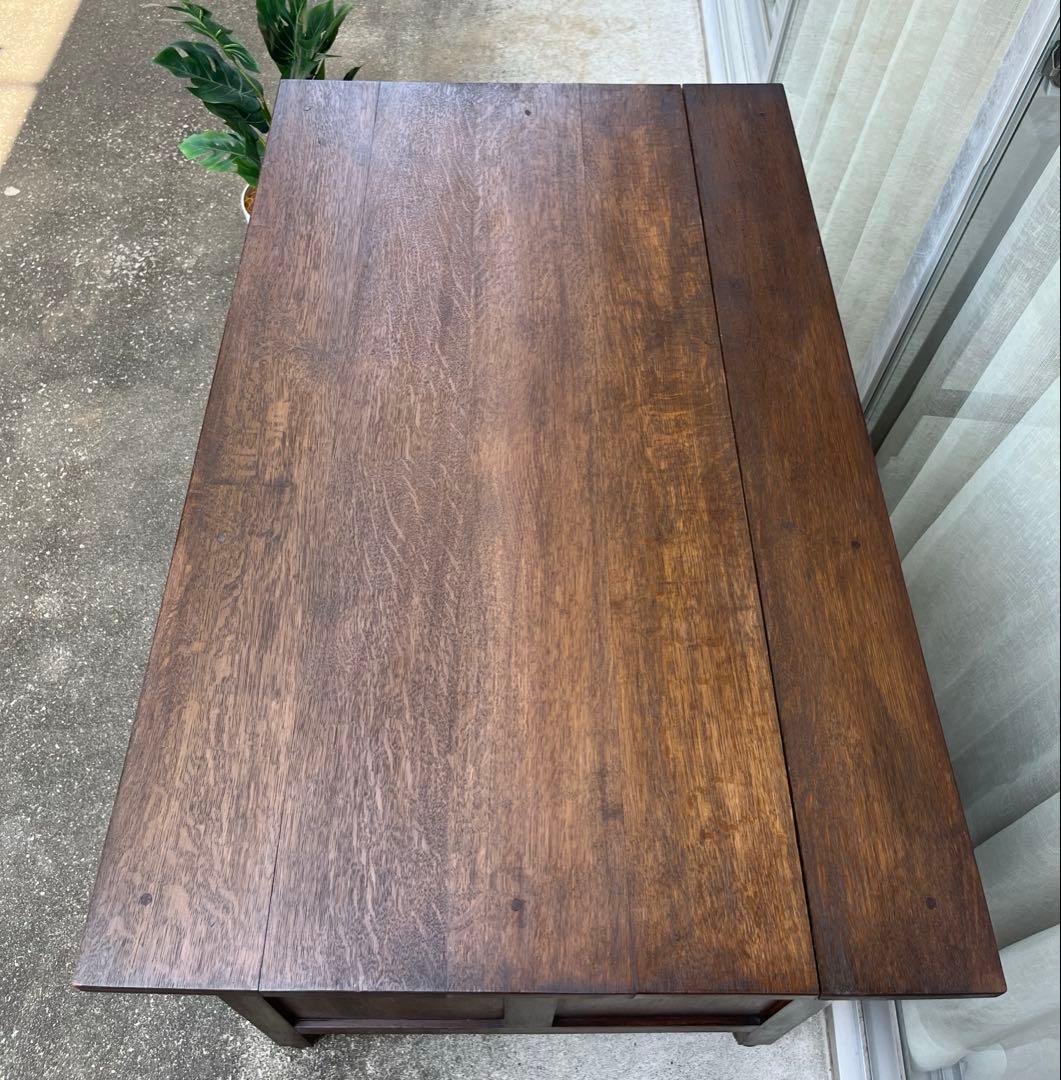 ◆アンティーク◆ 木製机　デスク　昭和レトロ　ナラ材　ヴィンテージ　古家具