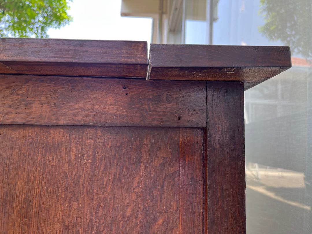 ◆アンティーク◆ 木製机　デスク　昭和レトロ　ナラ材　ヴィンテージ　古家具