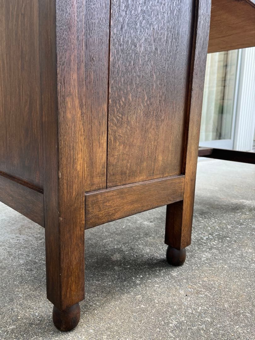 ◆アンティーク◆ 木製机　デスク　昭和レトロ　ナラ材　ヴィンテージ　古家具