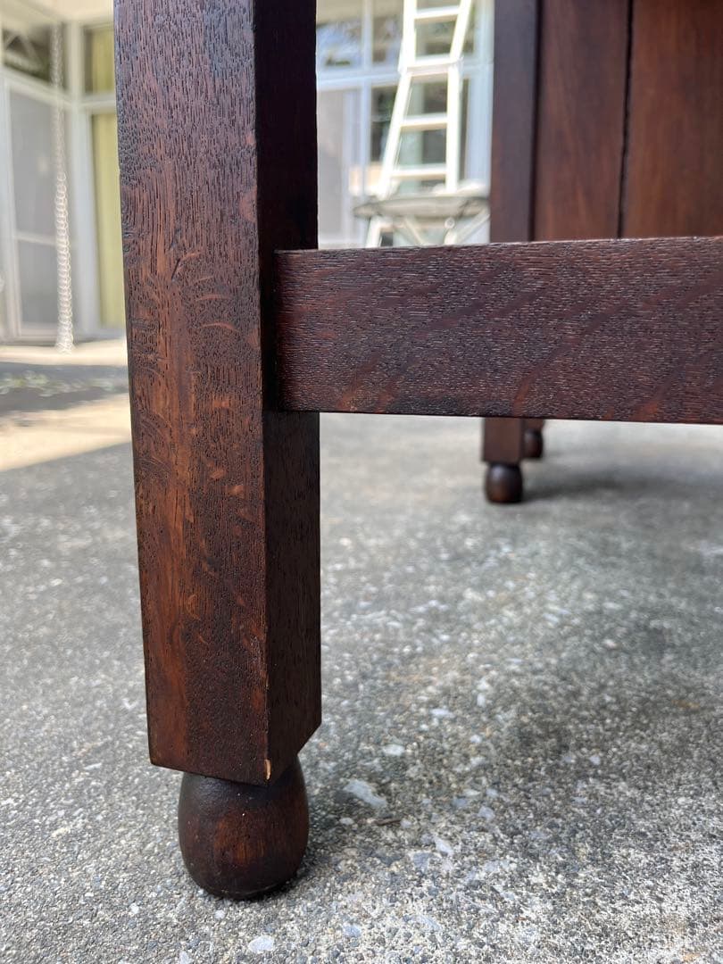 ◆アンティーク◆ 木製机　デスク　昭和レトロ　ナラ材　ヴィンテージ　古家具