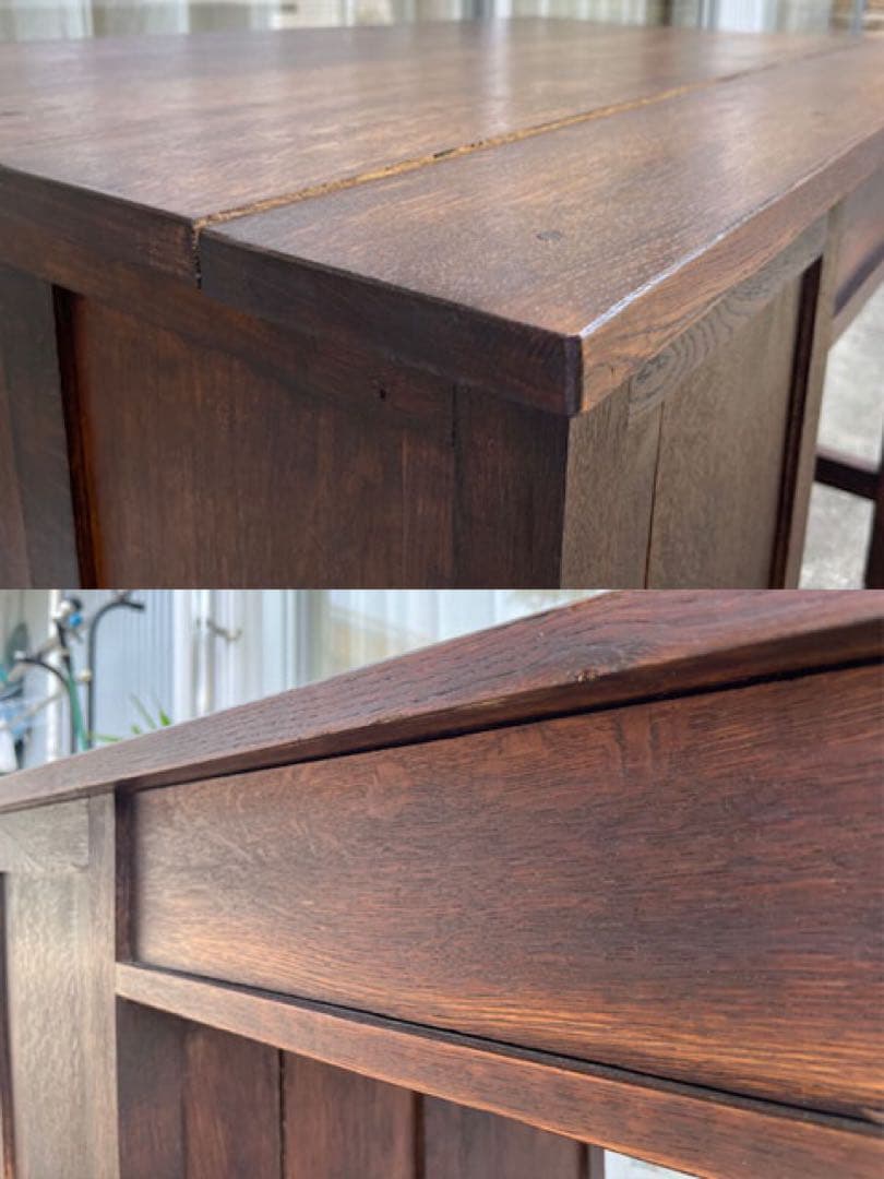 ◆アンティーク◆ 木製机　デスク　昭和レトロ　ナラ材　ヴィンテージ　古家具