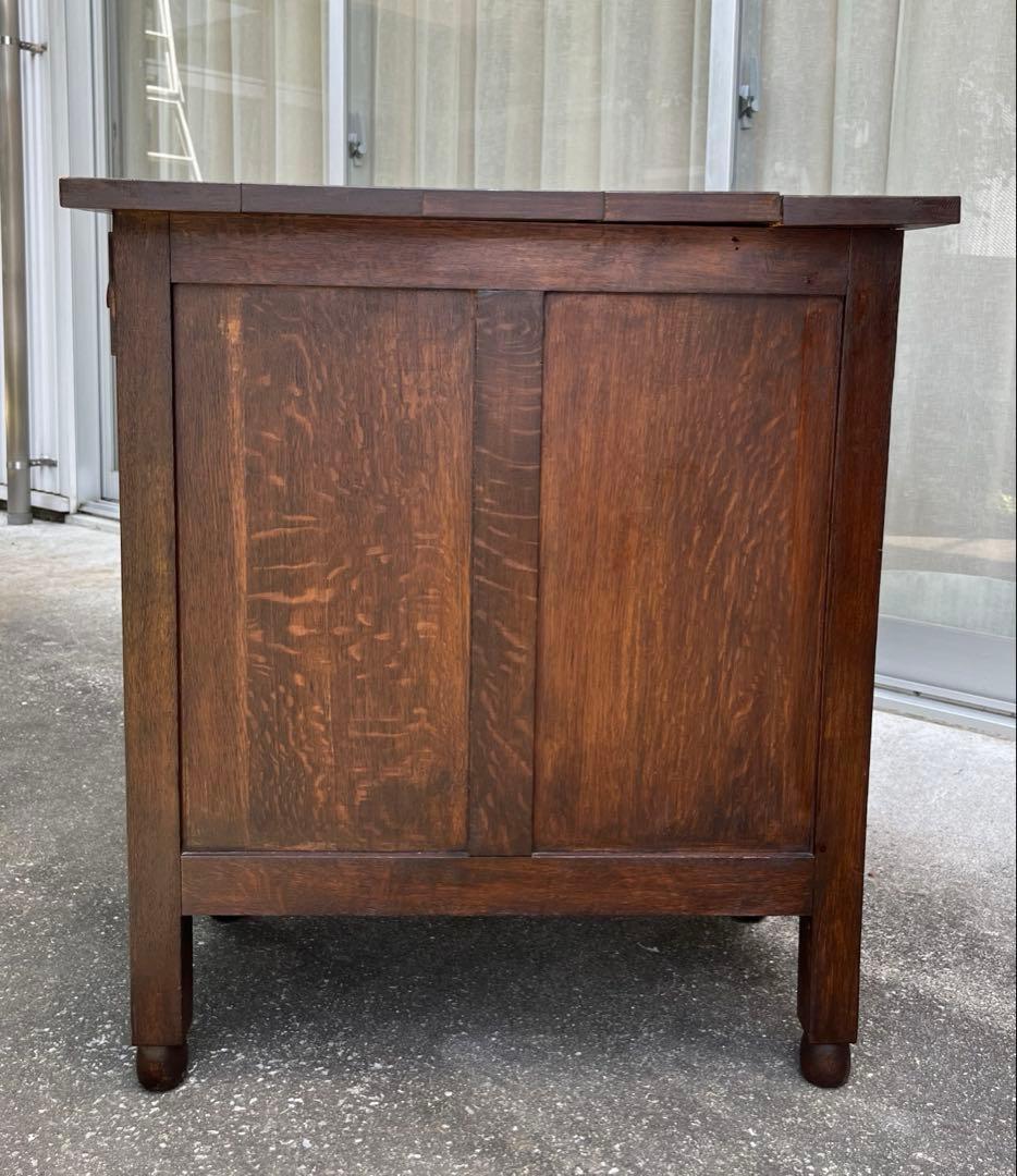 ◆アンティーク◆ 木製机　デスク　昭和レトロ　ナラ材　ヴィンテージ　古家具