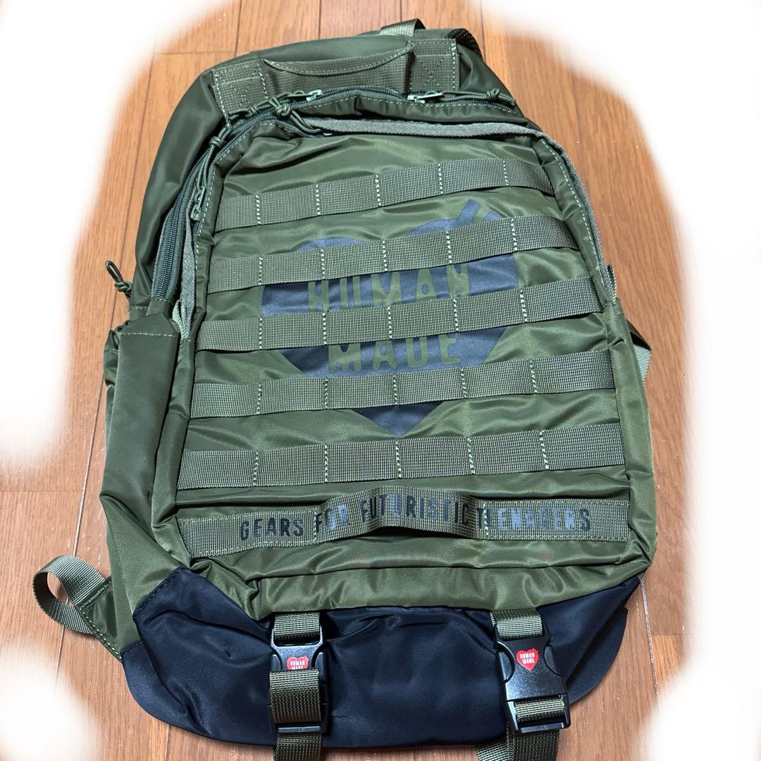HUMAN MADE カーキ バックパック カラビナ付き