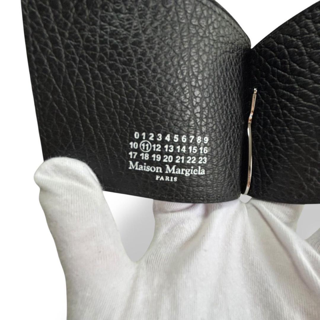 極美品 正規品 メゾンマルジェラ 4ステッチ マネークリップ シボ革 ブラック