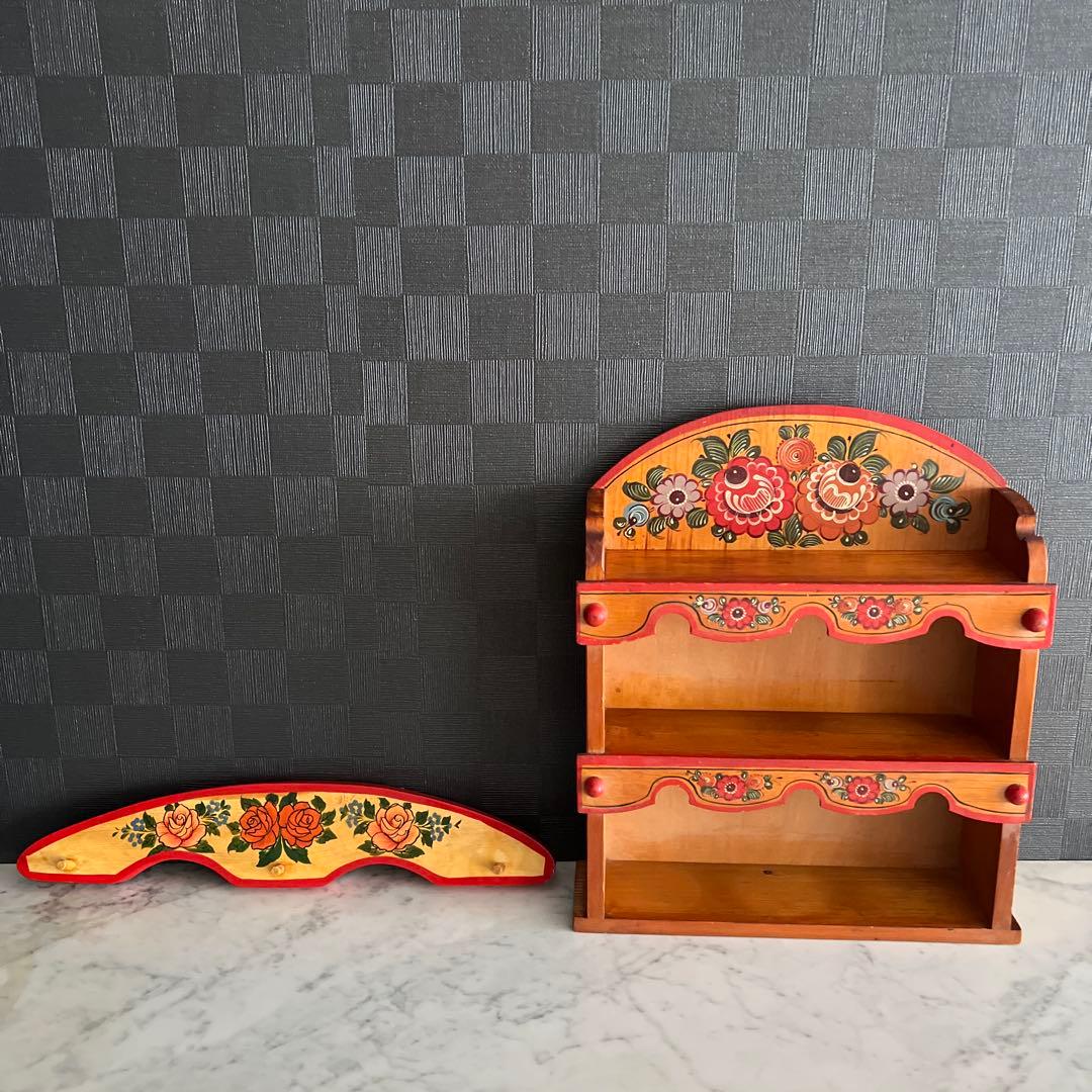 レア　ロシア製　ハンドメイド　棚＆ハンガー　ドールハウス　スパイスラック