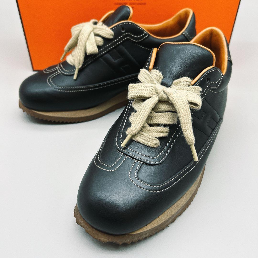 エルメス★未使用級★クイックレザー★スニーカー★24.0～24.5cm★ブラック