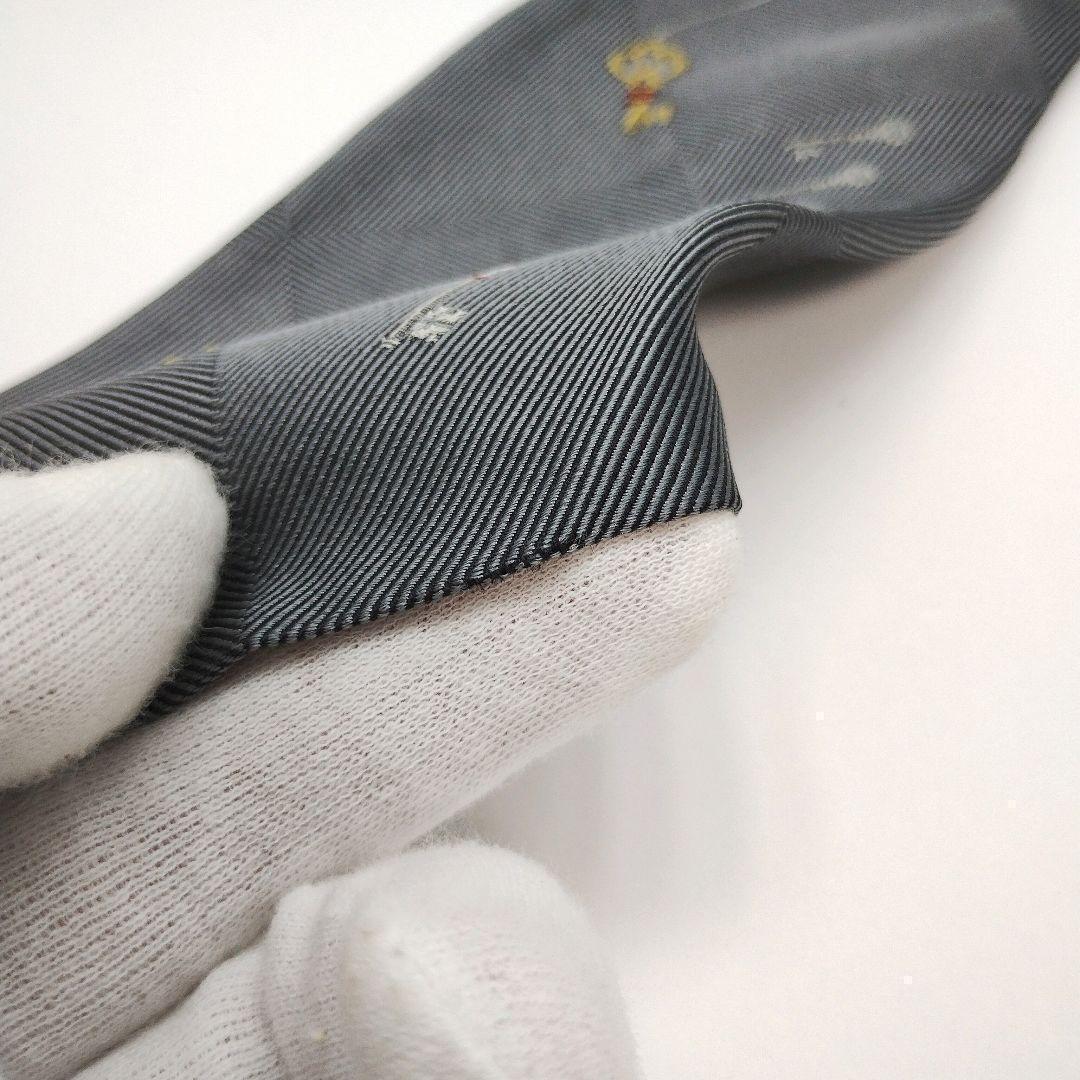 【フランス製】ドミニクフランス ネクタイ グレー 刺繍 アールドゥソワ 高級