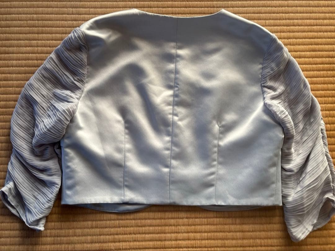 未使用タグ付き ブルーグレーロングドレス シアースリーブボレロ付き