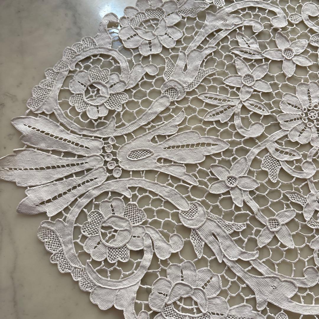 フランス　アンティーク　ヴィンテージ　ギュピールレース　テーブルクロス