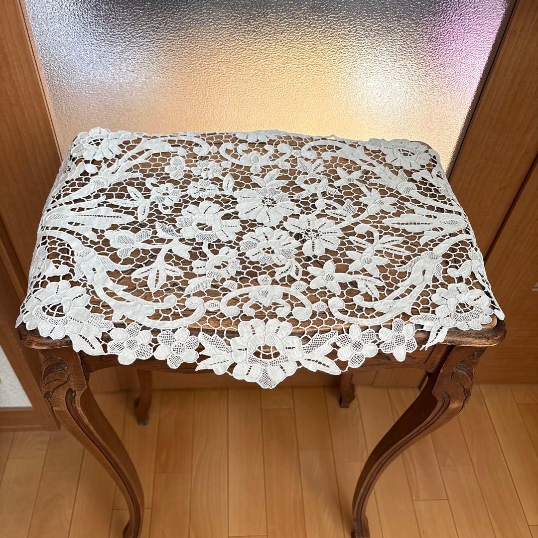 フランス　アンティーク　ヴィンテージ　ギュピールレース　テーブルクロス