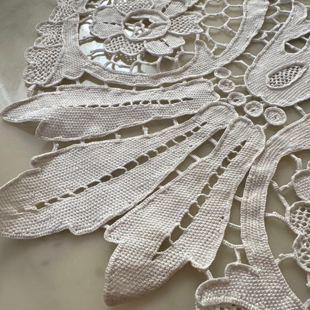 フランス　アンティーク　ヴィンテージ　ギュピールレース　テーブルクロス