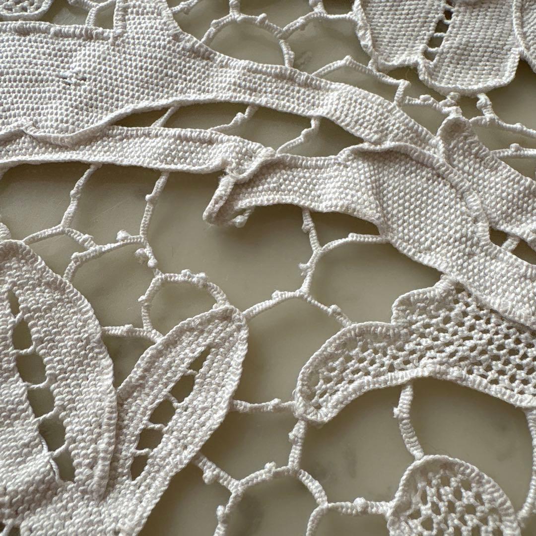 フランス　アンティーク　ヴィンテージ　ギュピールレース　テーブルクロス