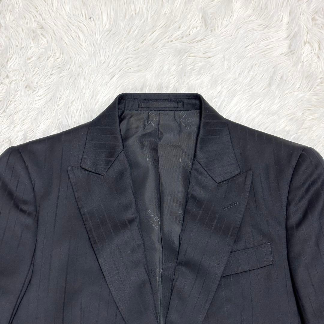 【ウールシルク 美品✨】エポカウォモ フォーマルセットアップスーツ 黒 水牛釦