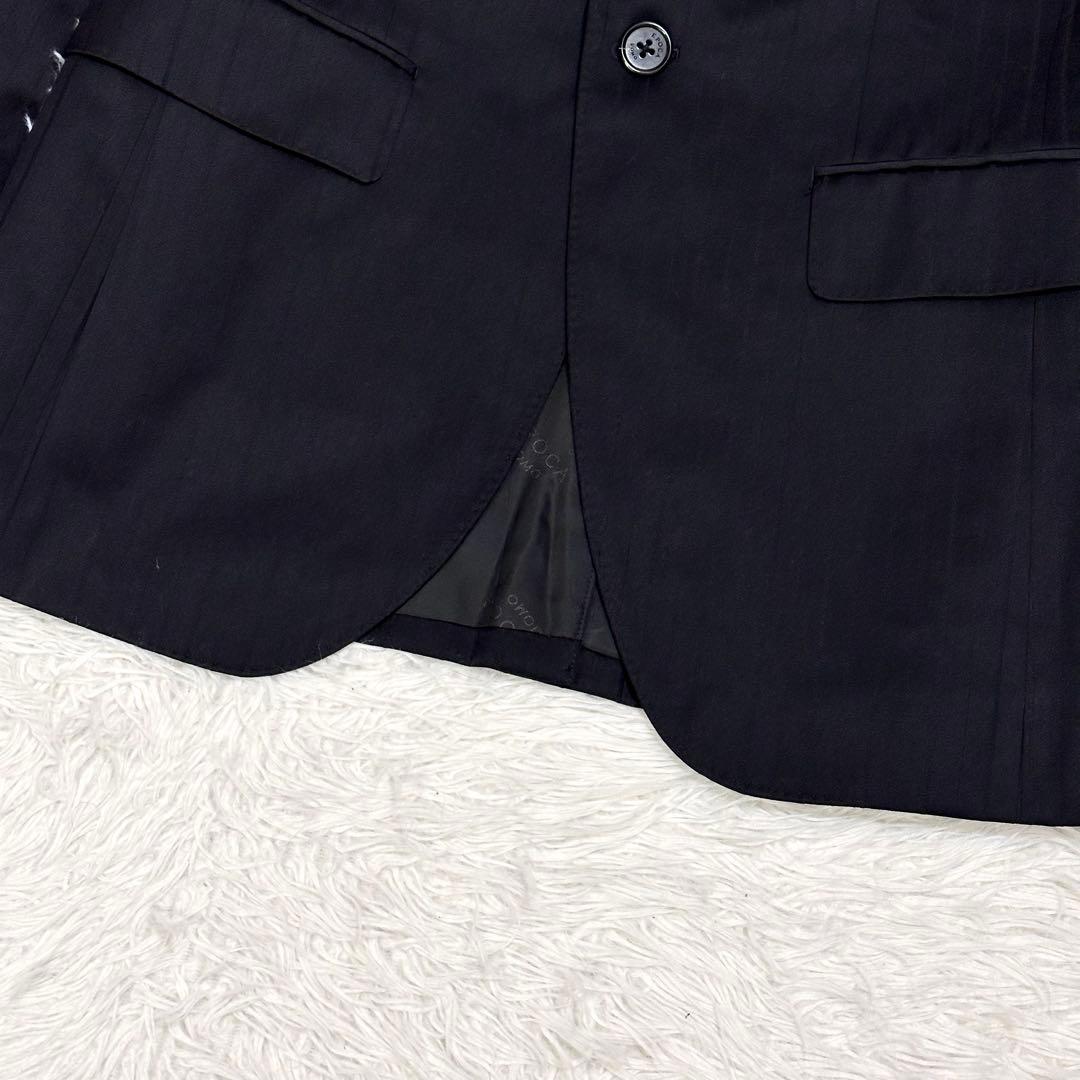 【ウールシルク 美品✨】エポカウォモ フォーマルセットアップスーツ 黒 水牛釦