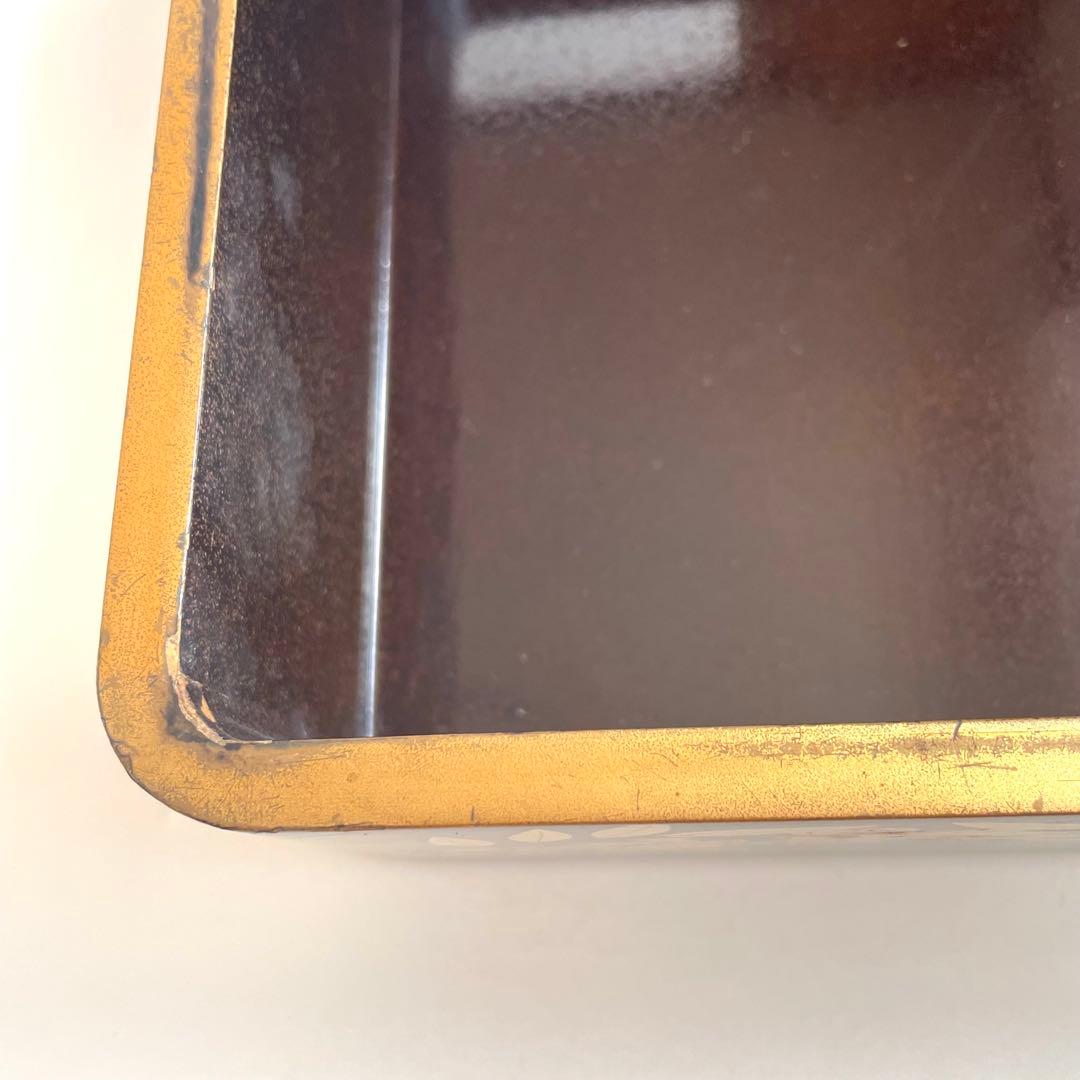 漆塗り　植物柄　重箱　4段　台付き　ビンテージ