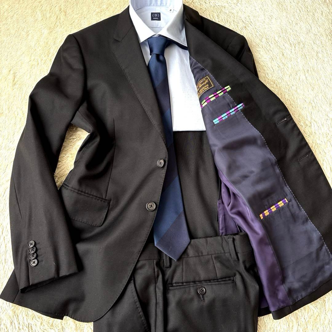 ポールスミス ロロピアーナ生地 スーツ セットアップ ポケット花柄 裏地パープル