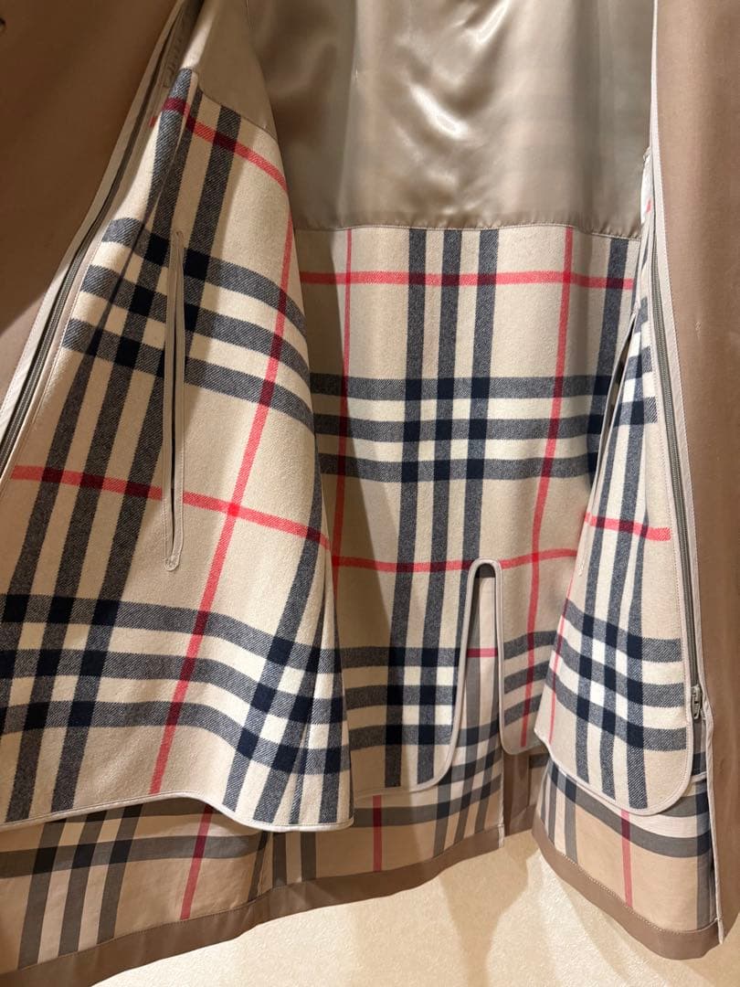 週末セール　バーバリー ベージュ メンズ　トレンチコート チェック裏地