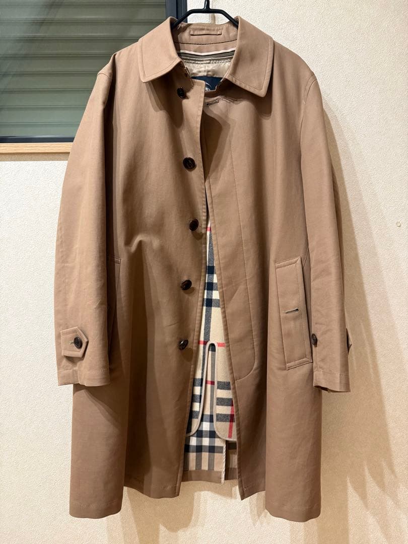 週末セール　バーバリー ベージュ メンズ　トレンチコート チェック裏地