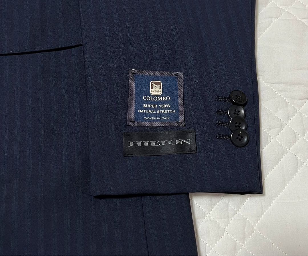 新品 タグ付き HILTON スーツ COLOMBO ブルー ストライプ