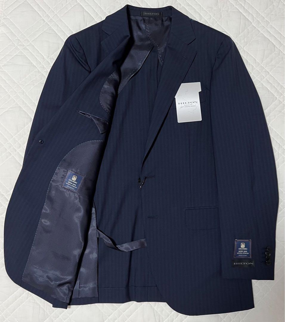 新品 タグ付き HILTON スーツ COLOMBO ブルー ストライプ