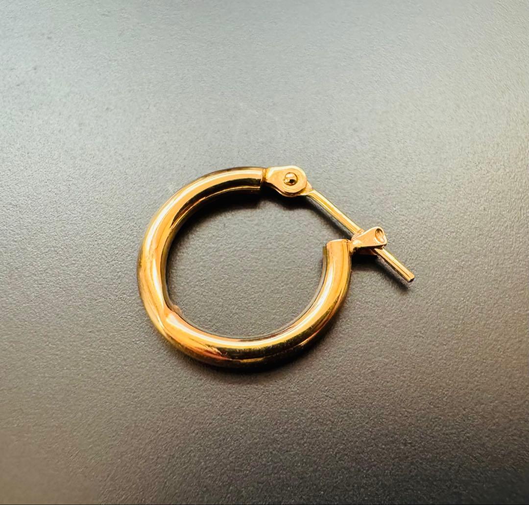 18金 フープ ピアス 幅2mm 外径15mm ゴールド 片耳 1個 男女兼用