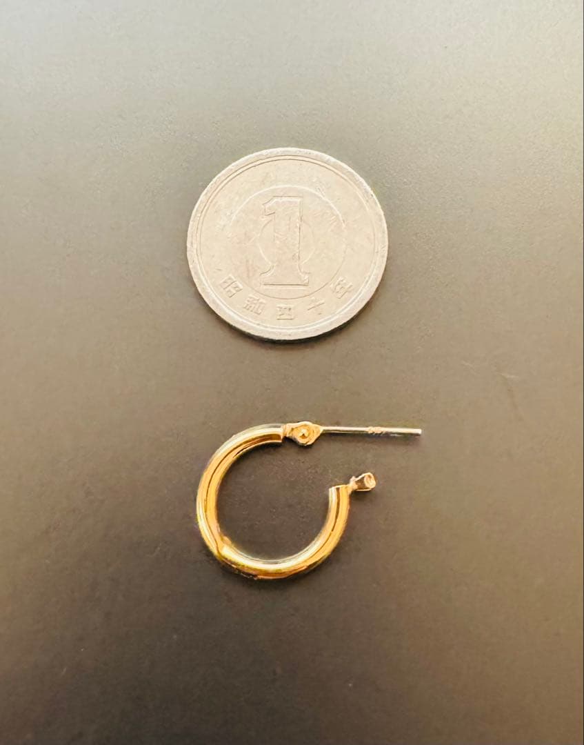 18金 フープ ピアス 幅2mm 外径15mm ゴールド 片耳 1個 男女兼用