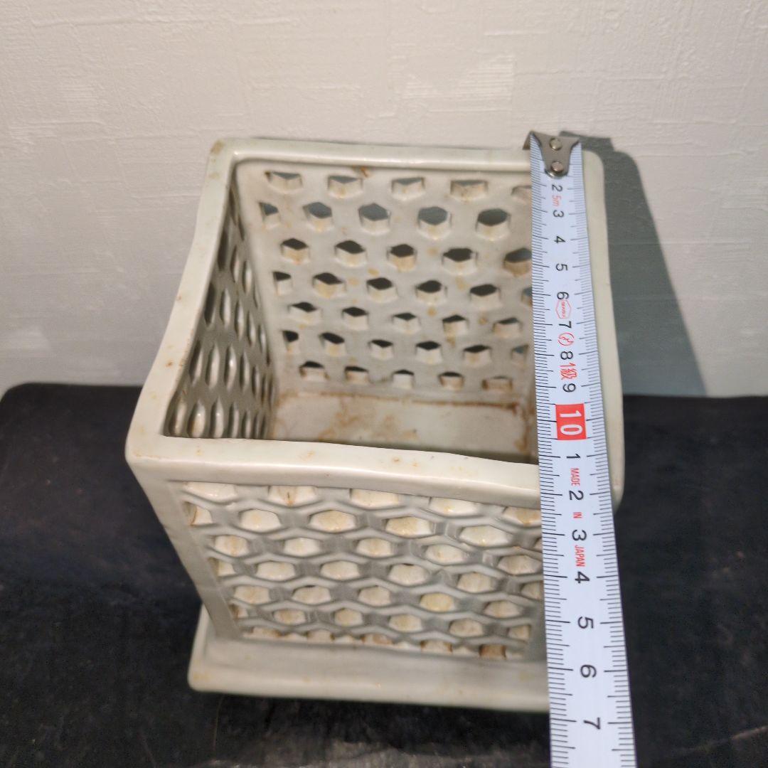 李朝白磁 七宝透かし 筆筒 朝鮮美術 李朝時代 文房具 文房四宝 高麗 古玩