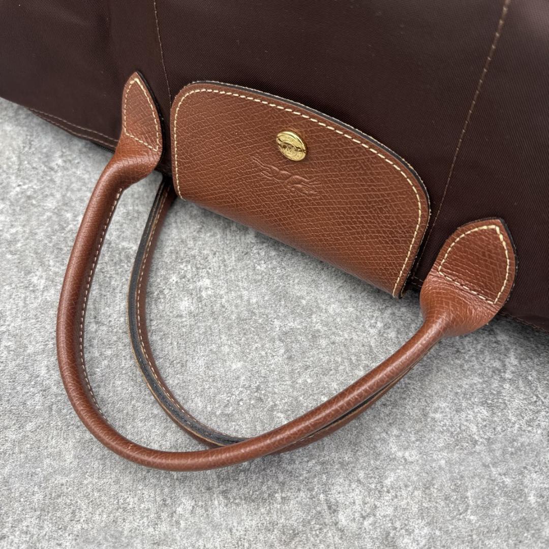 極美品　ロンシャン　ル　プリアージュ　M　ダークブラウン　トップハンドル