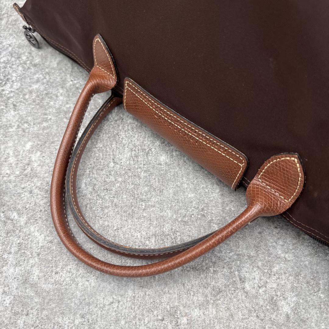 極美品　ロンシャン　ル　プリアージュ　M　ダークブラウン　トップハンドル