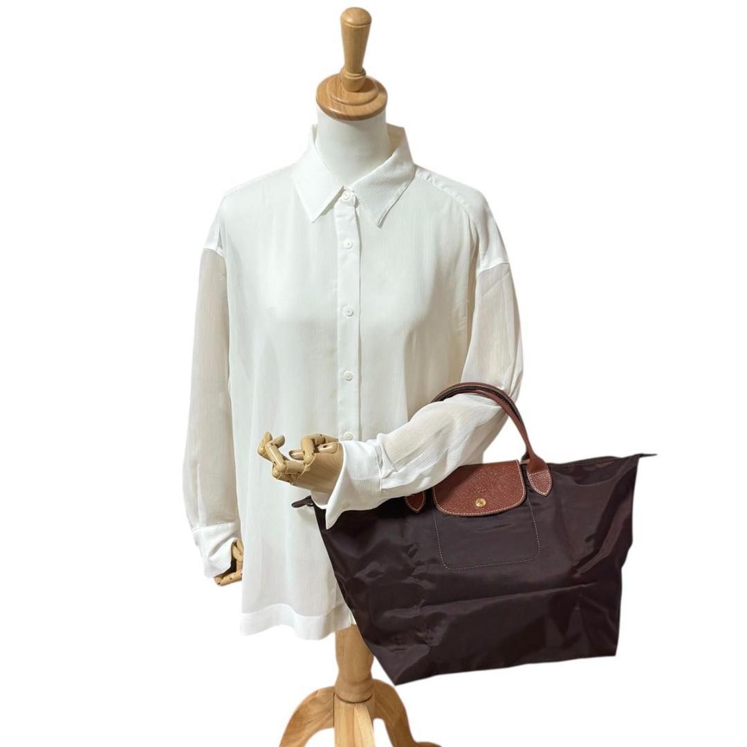 極美品　ロンシャン　ル　プリアージュ　M　ダークブラウン　トップハンドル