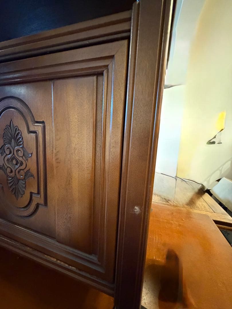 G*ん様 国産ヴィンテージ 木製キャビネット 彫刻扉 飾り棚 昭和レトロ アンテ