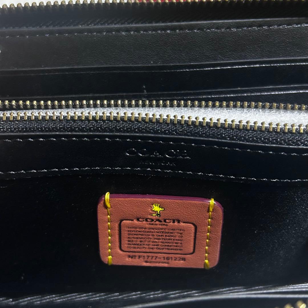 【値下げ済】COACH スヌーピー スキー 刺繍 長財布 ブラック