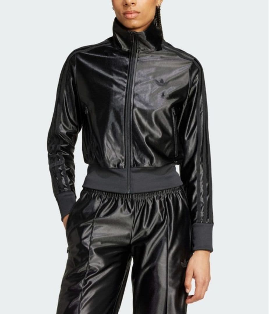 アディダス 黒 フィッティド トラックジャケット ファイヤーバードジャージM