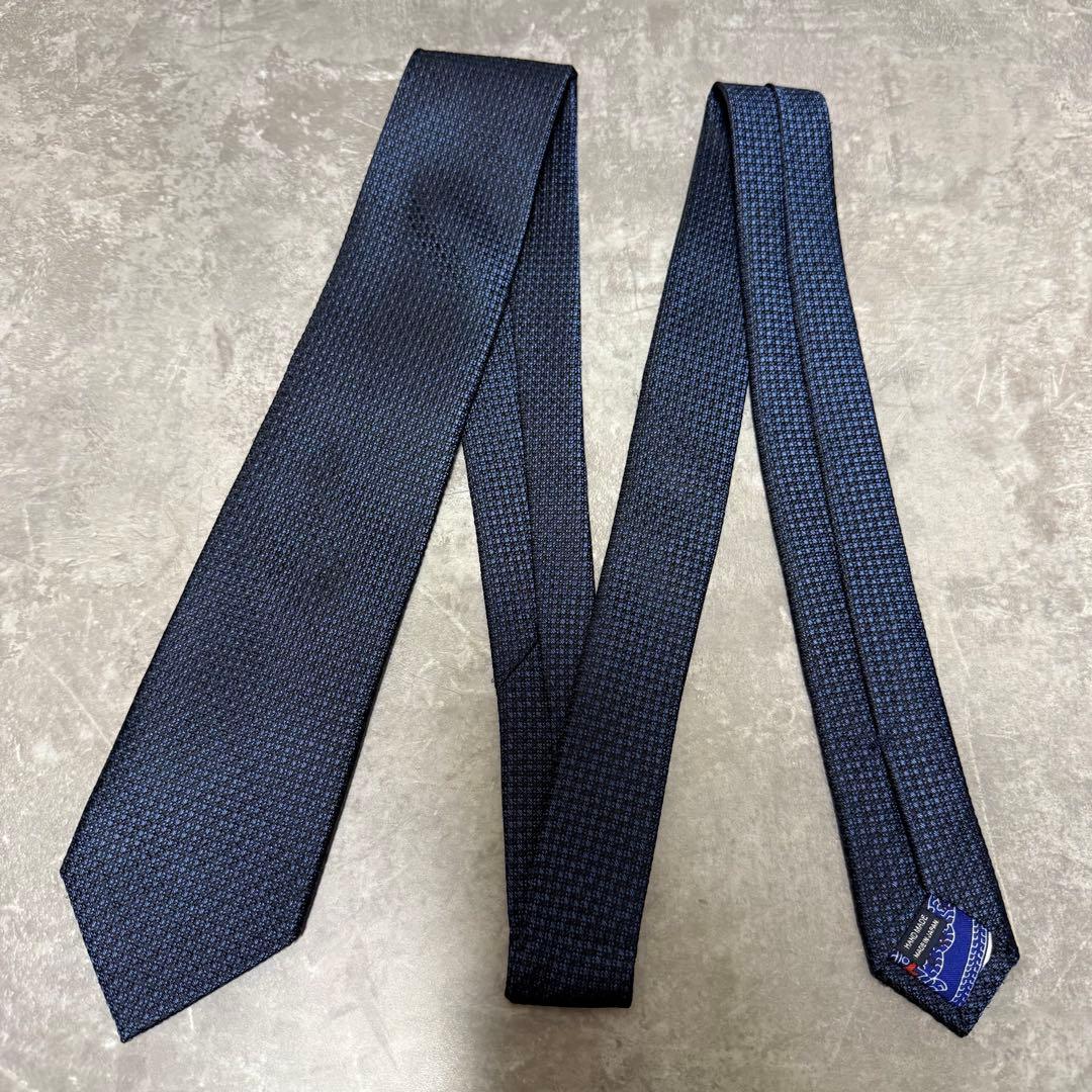 【✨極美品✨】FAIRFAX ネクタイ ネイビー ソリッド 無地 シルク 濃紺