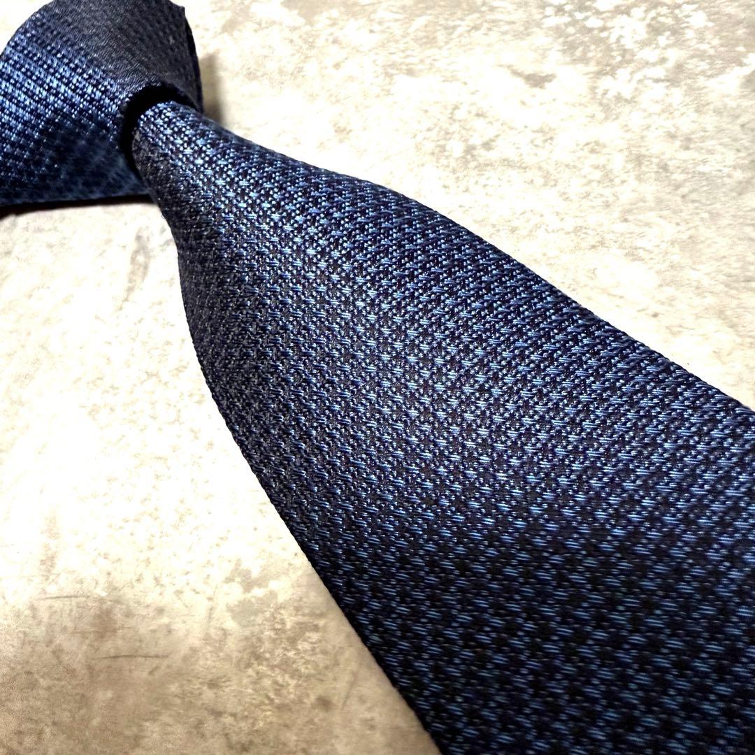 【✨極美品✨】FAIRFAX ネクタイ ネイビー ソリッド 無地 シルク 濃紺