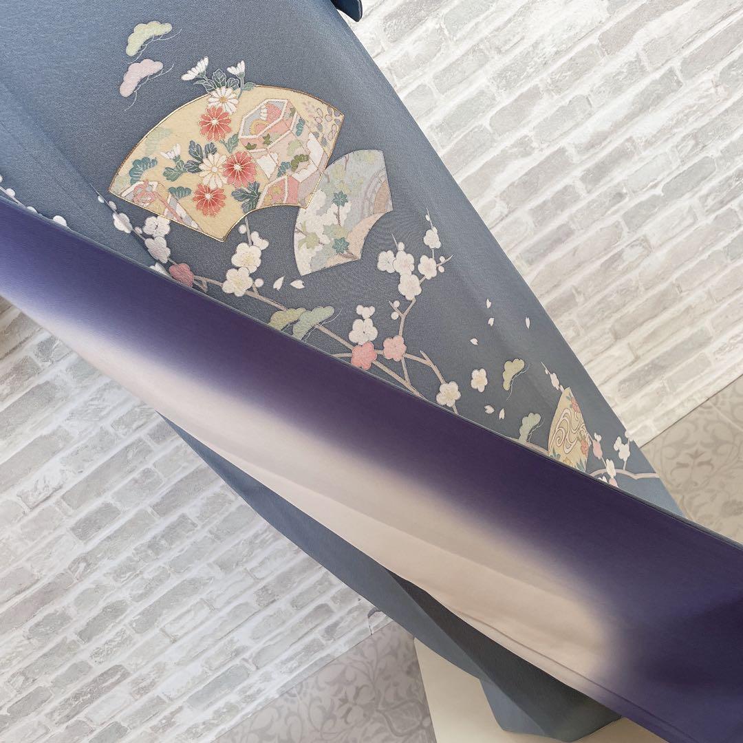 訪問着　フルセット　梅　梅の木　貝桶　地紙　金駒刺繍　金彩　入学式　卒業式　Q2