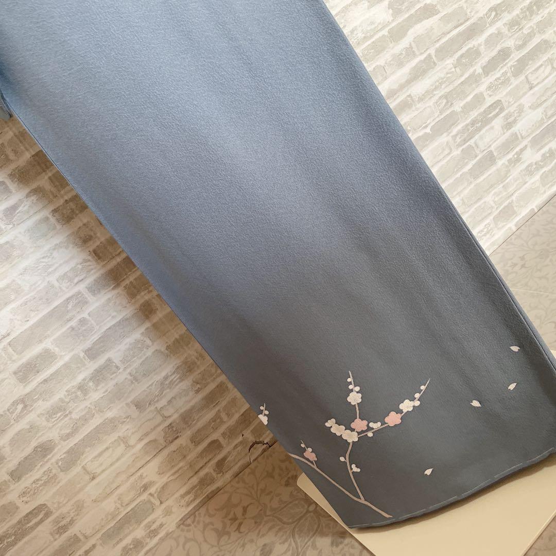 訪問着　フルセット　梅　梅の木　貝桶　地紙　金駒刺繍　金彩　入学式　卒業式　Q2