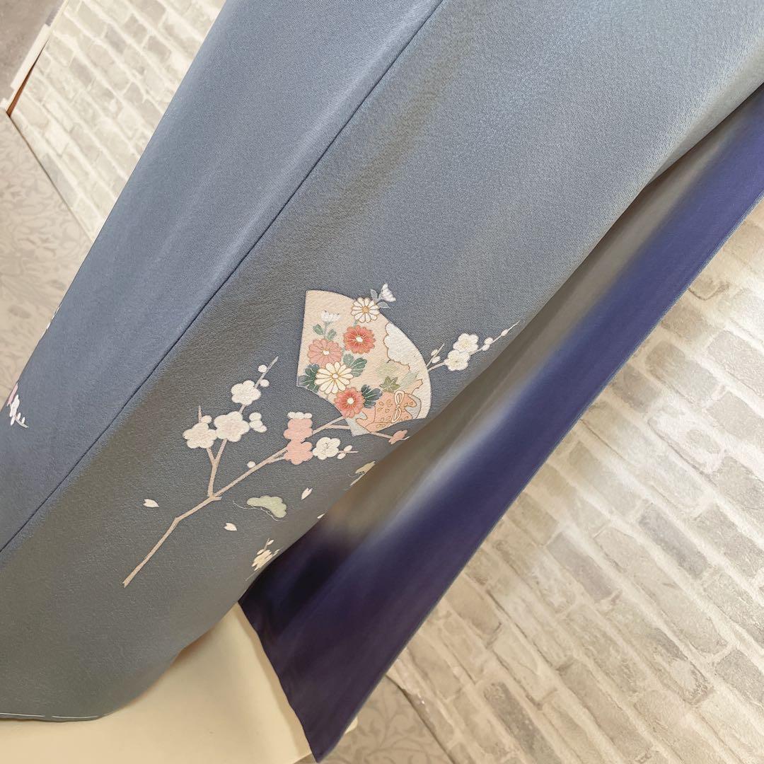 訪問着　フルセット　梅　梅の木　貝桶　地紙　金駒刺繍　金彩　入学式　卒業式　Q2