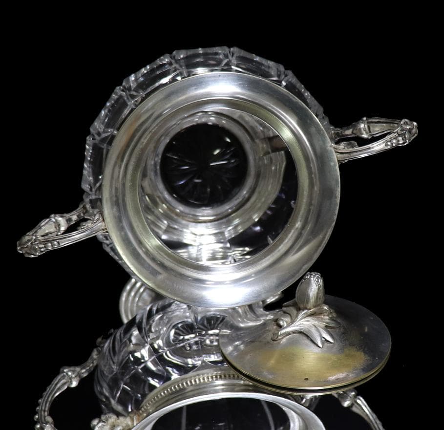 オールド・バカラ×クリストフル 合作 銀装飾色大型蓋物 激レア コラボ 小物入れ